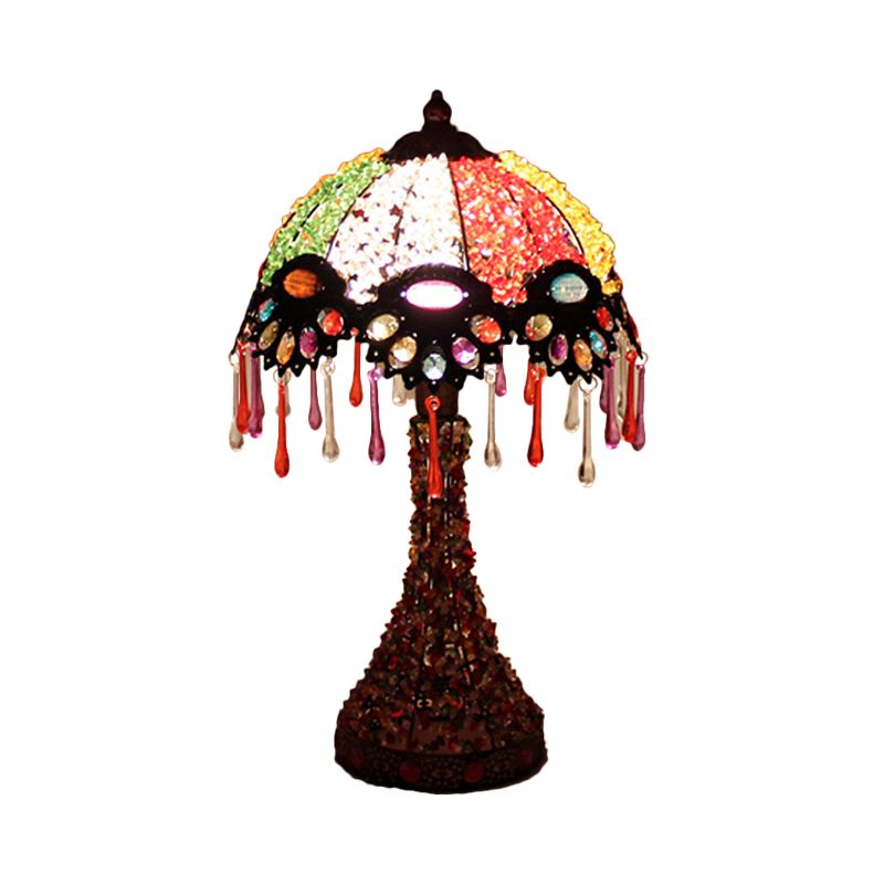 Handgeweven geschulpte nachtkastje lamp Boheemse acryl 1-licht koperen nachtstandlicht licht met druppel franje