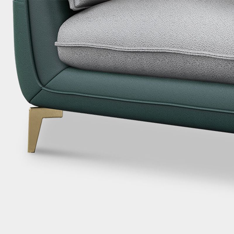 Pillow Top Arm Faux Leather Sofa and Chaise L-Shape Sectional with Storage for Apartment