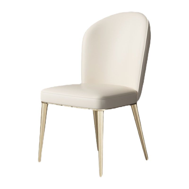 Silla de comedor de metal de estilo escandinavo, silla de comedor sin brazos con respaldo sólido (juego de 2)