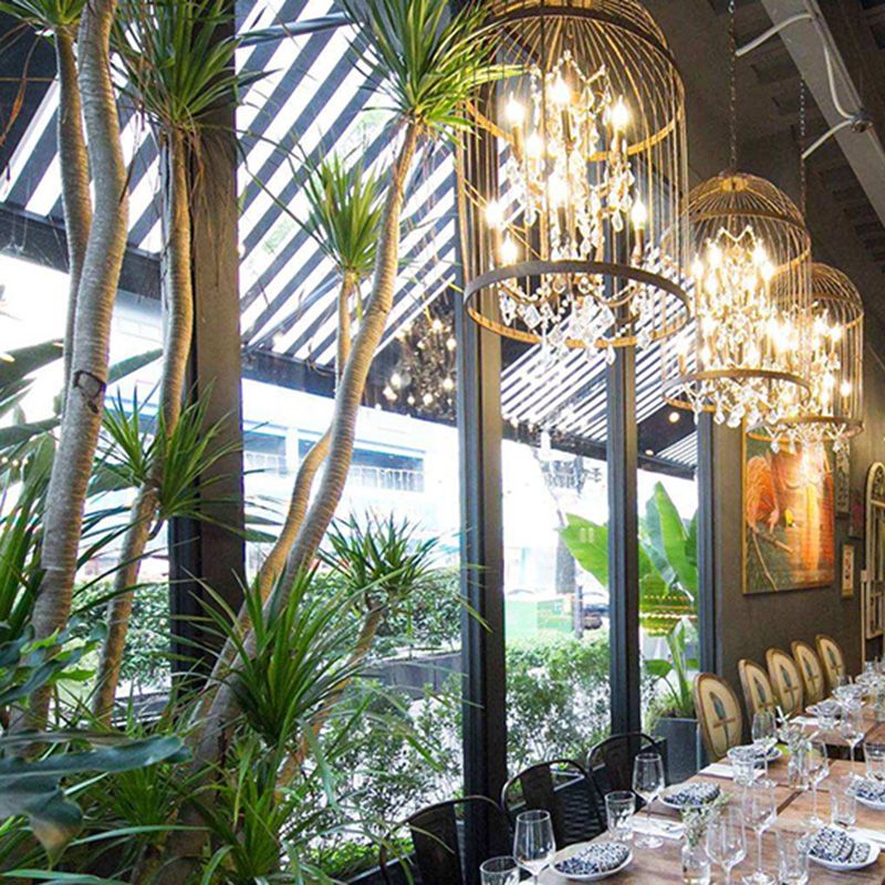Chandelier Pendant Light Industrial Style Metal Bird Cage Pendant Lighting Fixture