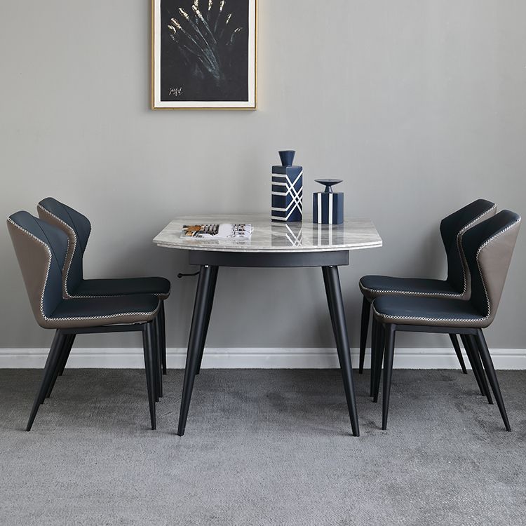 Extendable Dining Table Set 1/4/5/7 Pieces with Metal Base Kitchen Furniture Set