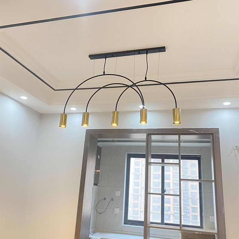 Metal Cylindrical Shade Island Pendant Modern Style Multi Light Island Lighting