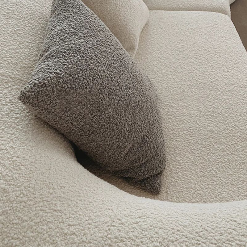 Nordic Stationary Living Room Tuxedo Arm White Curved Sofa Chaise