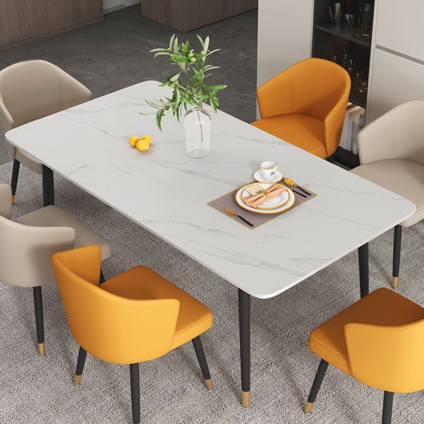 Metal Contemporary Rectangular Dining Table Sintered Stone Dining Table with 4 Legs
