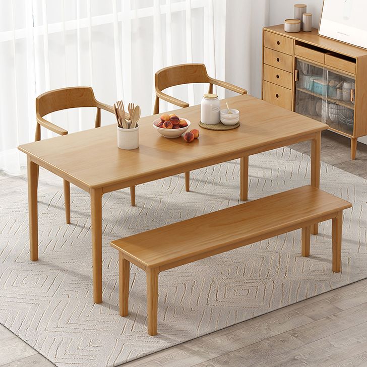 Rectangle Simplicity Dining Table Wood Color Fixed Table of Pinewood Solid Wood