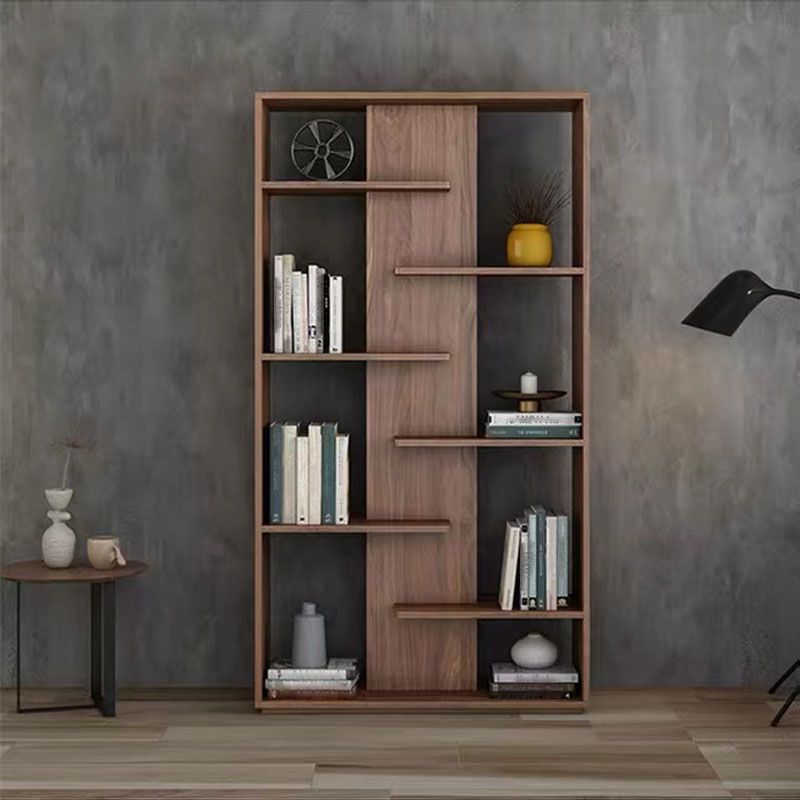 Contemporary Open Back Standard Bookshelf Wood Bookcase with Shelves