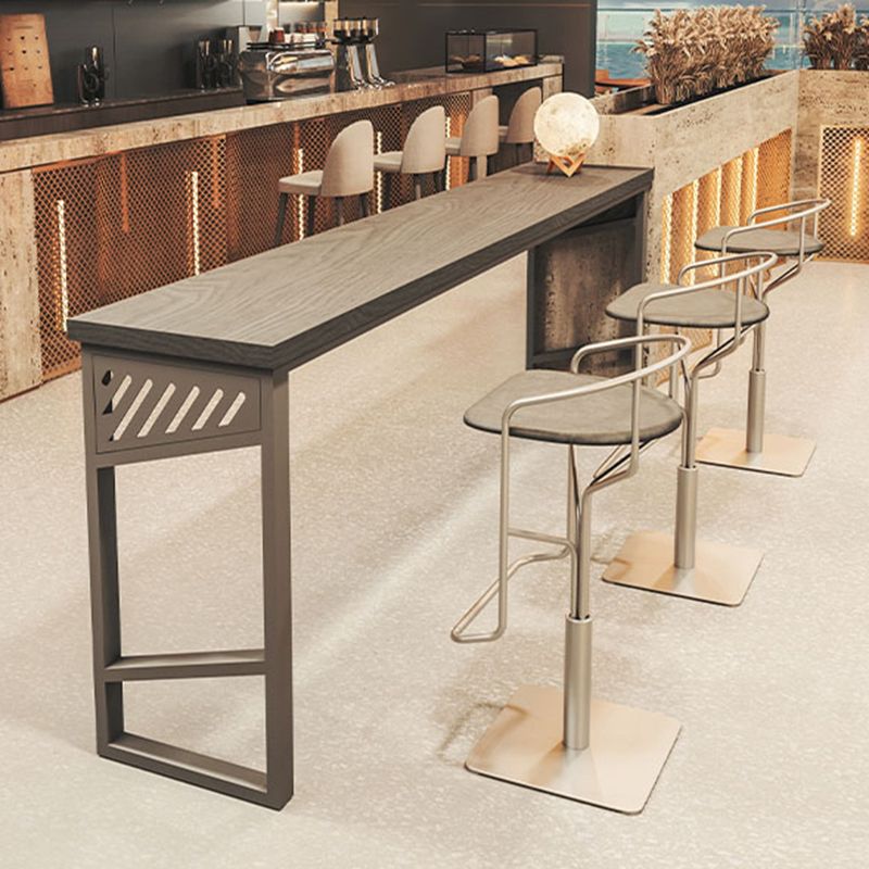 Industrial Style Rectangle Bar Table Solid Wood Fixed Bar Dining Table