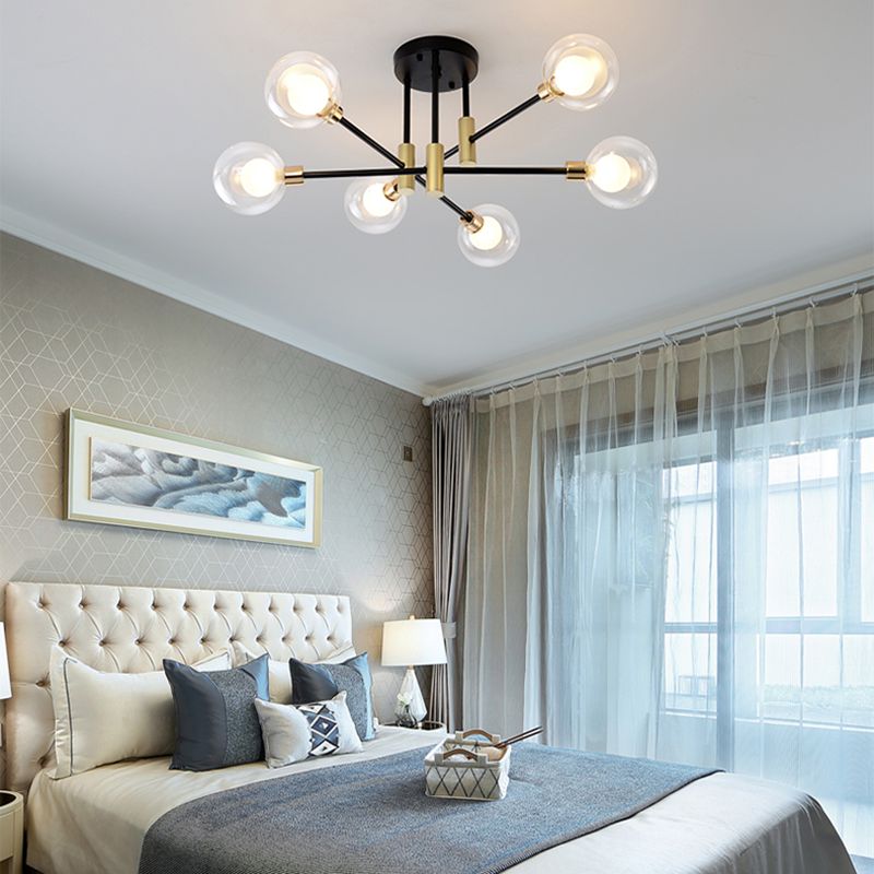 Glass Sputnik Shape Flush Ceiling Light Modern Multi Lights Flush Light Fixtures