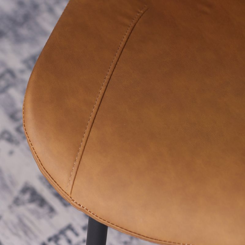 Contemporary Leather Side Chair Matte Finish Solid Back Dining Chair