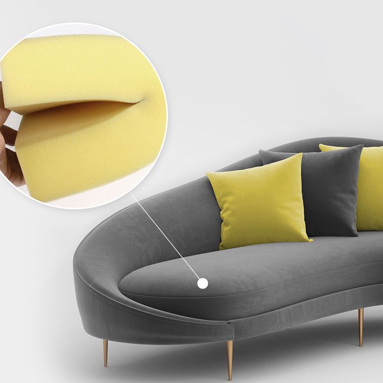 Contemporary 33.46" H Velvet Solid Color Curved Slope Arm Sofa