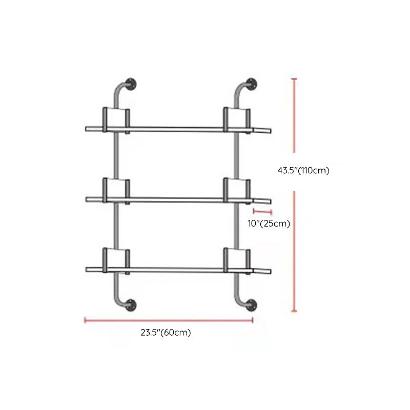 Metal and Wooden Shelf Bookcase Open Wall Mounted Gold Bookshelf for Home