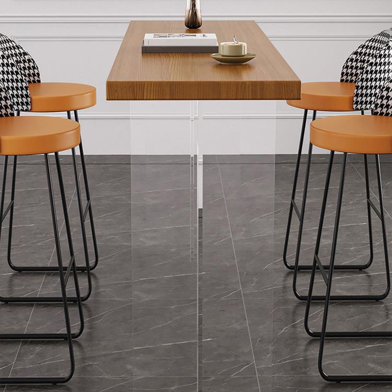 Brown Rectangle Bar Height Table Modern Solid Wood Bar Dining Table