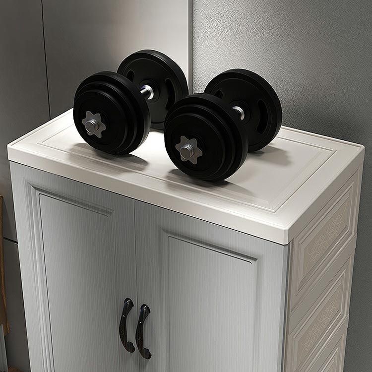 White Modern 2-door Wardrobe Armoire with Drawers Plastic Wardrobe