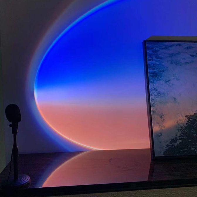 Minimalist Rectangular Sunset Light Aluminum Living Room LED Wall Lamp in Black