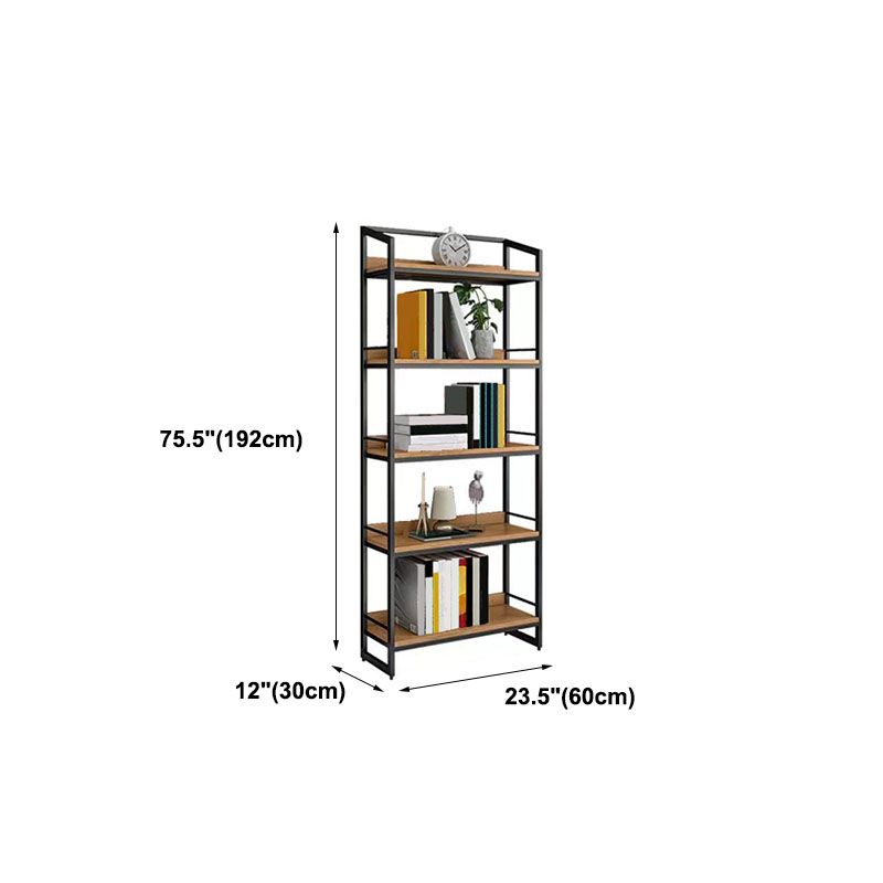 Modern Style Bookcase Black Metal Frame Open Back Bookshelf for Home Office