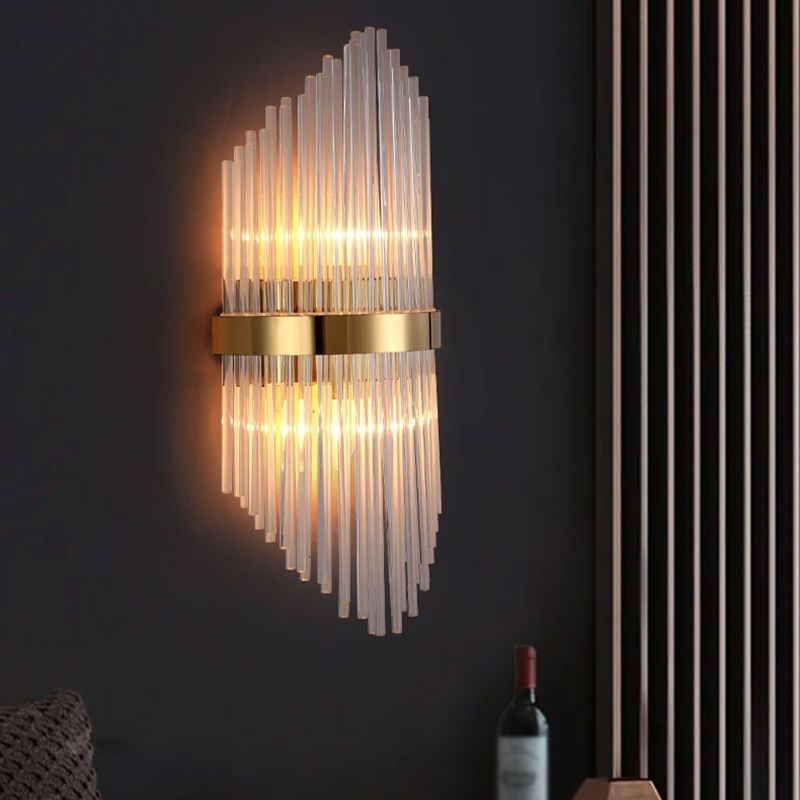 Clear Crystal 3 - Light Wall Mounted Sconce in Black / Gold Modern Wall Light