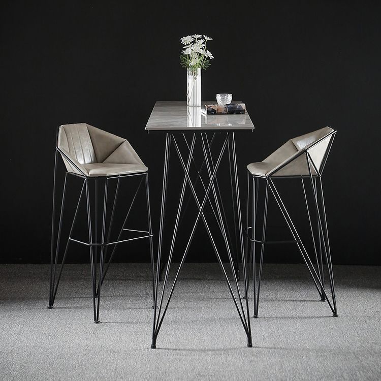 Modern Bar Table Set 1/2/3 Pieces Rectangle Stone Counter Table with High Stools