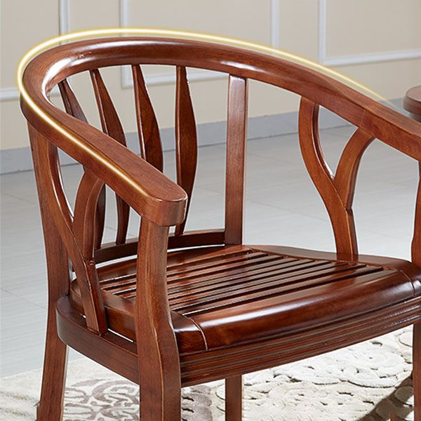 Traditional Dining Arm Chair Matte Finish Solid Wood Windsor Guest Chair with Four Legs