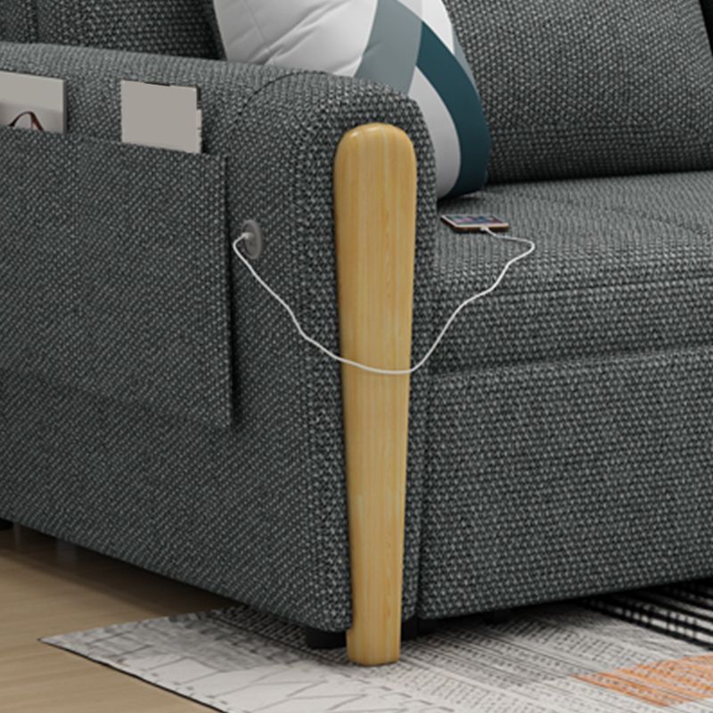 30.7" Wide Futon Sofa Bed with Storage Foldable Linen Gray Scandinavian