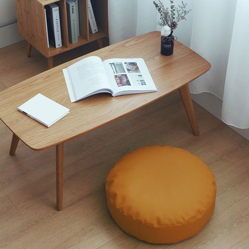 Modern Pouf Ottoman PU Leather Upholstered Solid Color Tear Resistant Round Ottoman