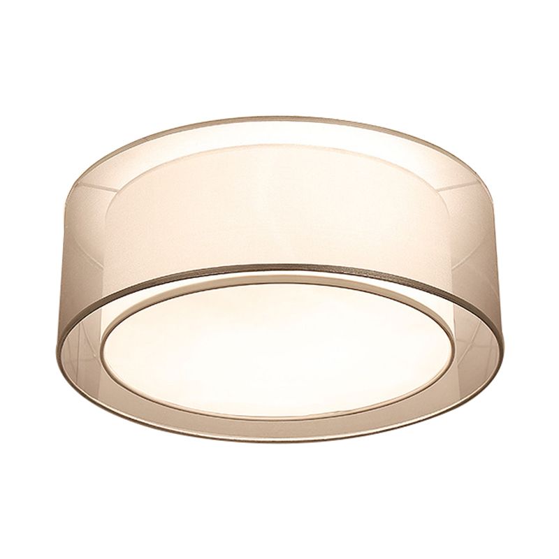 18"/19.5" Wide Drum Fabric Flush Mount Modernist 4 Lights Silver/Coffee Flush Mount Light Fixture for Bedroom