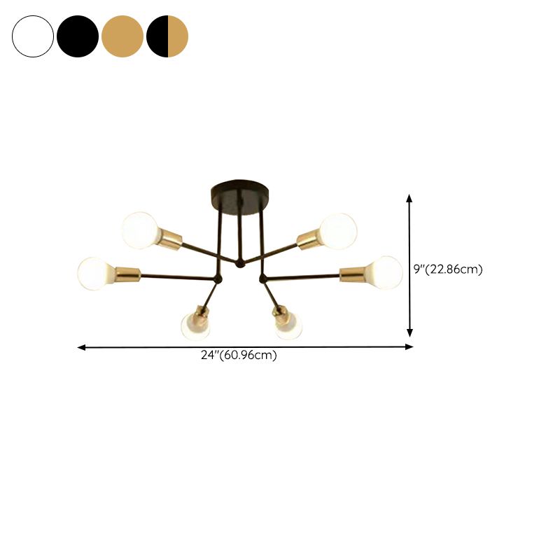 Sputnik Flush Mount Fixture Contemporary Metal Ceiling Light