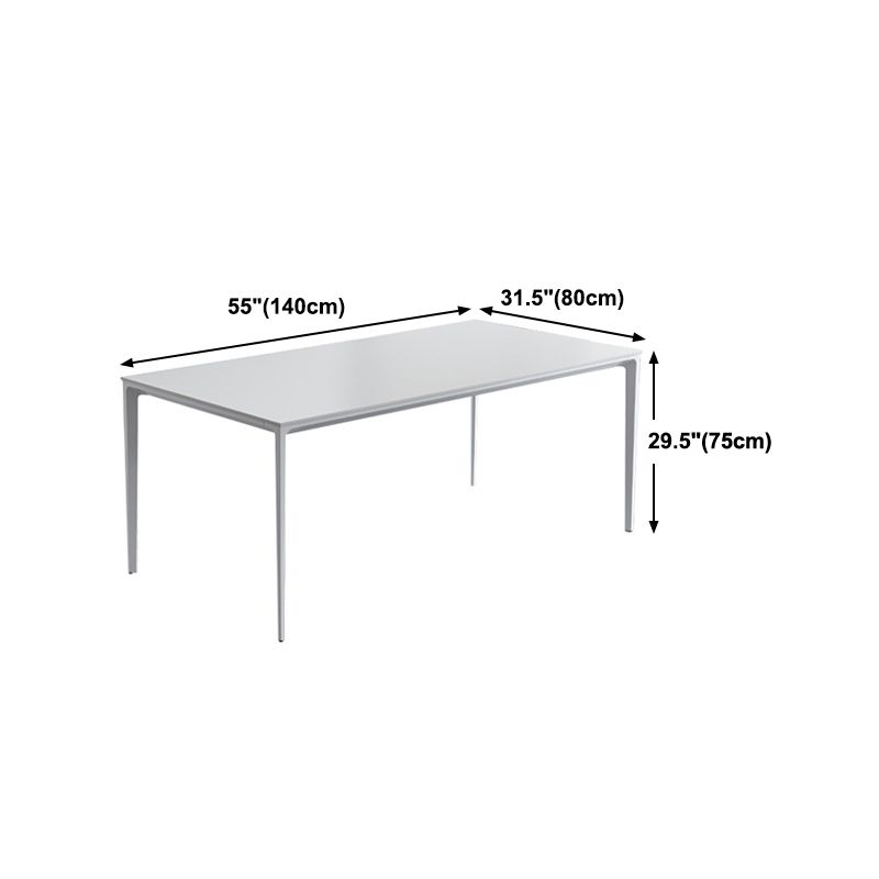 Metal Contemporary Rectangular Dining Table White Sintered Stone Top Table with Legs