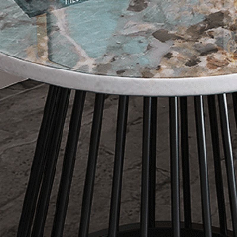 Modern Frame Side Table Slate Round Sofa End Table for Living Room