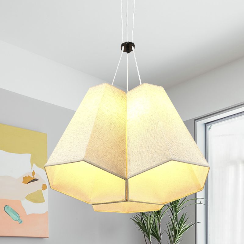 Witte zeshoek piramide druppel hanger modern 3 bollen stof multi -licht plafondlicht
