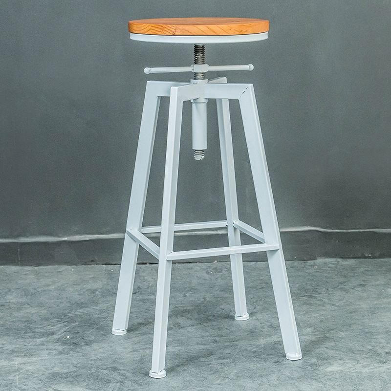 Industrial Elevatable Backless Counter Stool Iron Bar Stool with Pedal for Bar