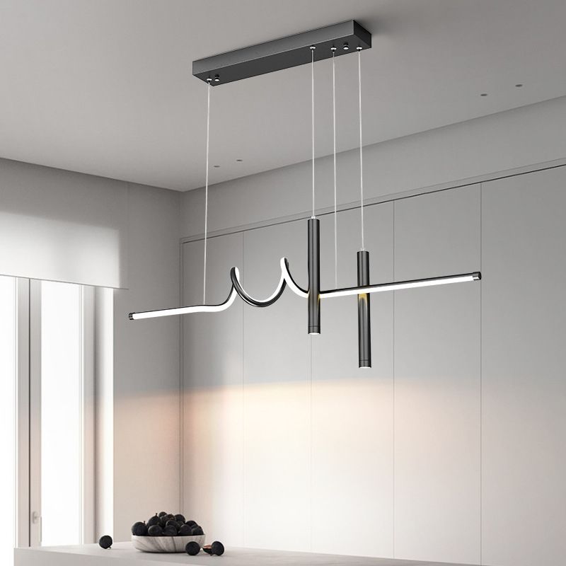 Metal Linear Shade Island Pendant Modern Style Multi Light Island Lighting for Living Room