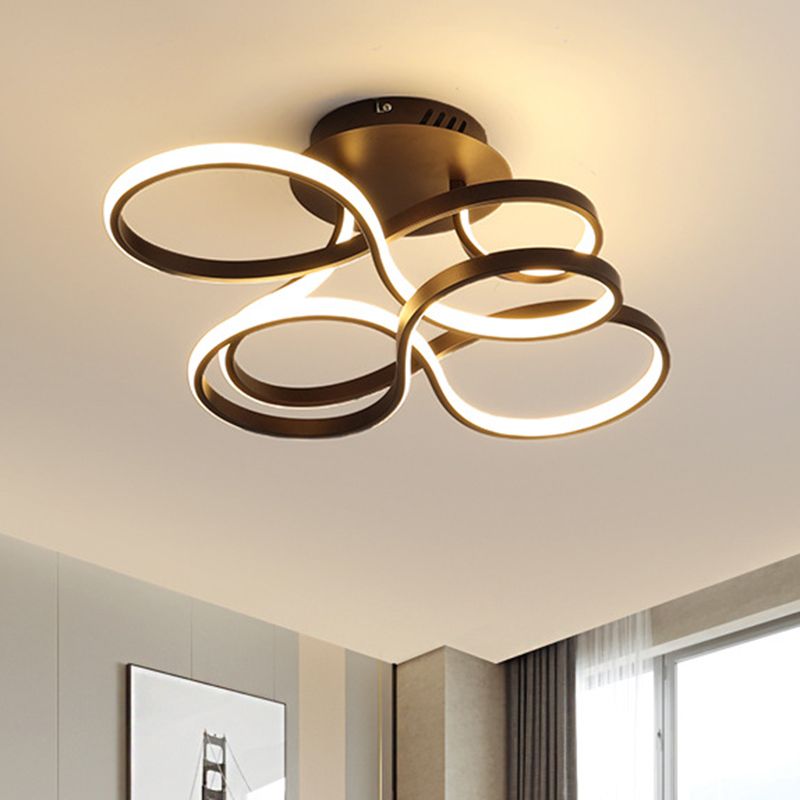 Metallic Twisted Line Flush Mount Simplicity White/Brass/Gold LED Close to Ceiling Lighting, White/3 Color Light