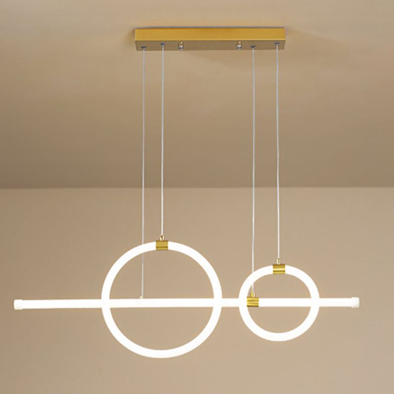 Geometric Island Lights Modern Pendant Chandelier Metal 3 Light Island Lamp in White for Dining Room