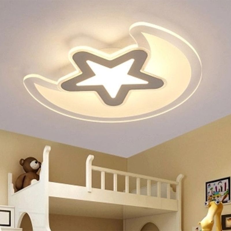 Klare Halbmond und Stern LED Flush Mount Moderne Acryl Flushmount Deckenleuchte für Kindergarten