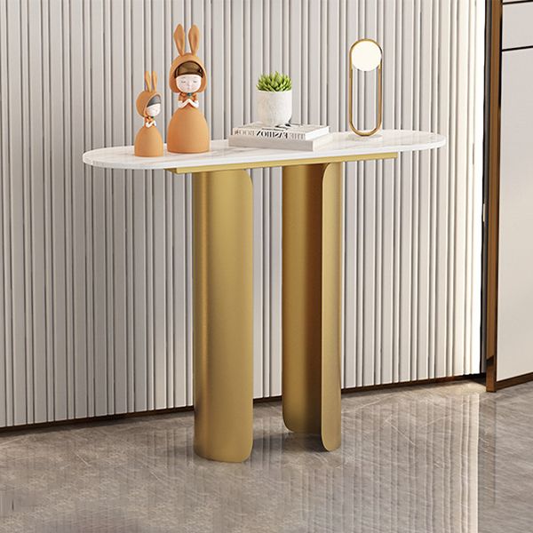 11.81" W Glam Console Accent Table Oval Antique Finish Console Sofa Table
