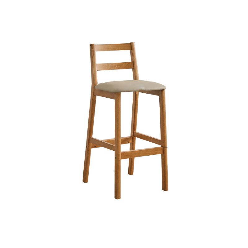 Contemporary Upholstered Armless Bar Stool with Solid Wood Base