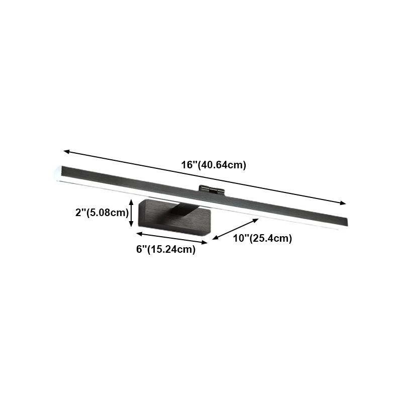 Linear Bathroom Mirror Light Fixture Metal LED Simple Wall Mounted Lamp in Black