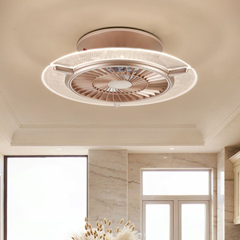 Gold/Silber -LED -Deckenlüfter Beleuchtung Modernismus Metall Rund/Sechseck Semi Flushmount für Wohnzimmer, 23,5 "breit