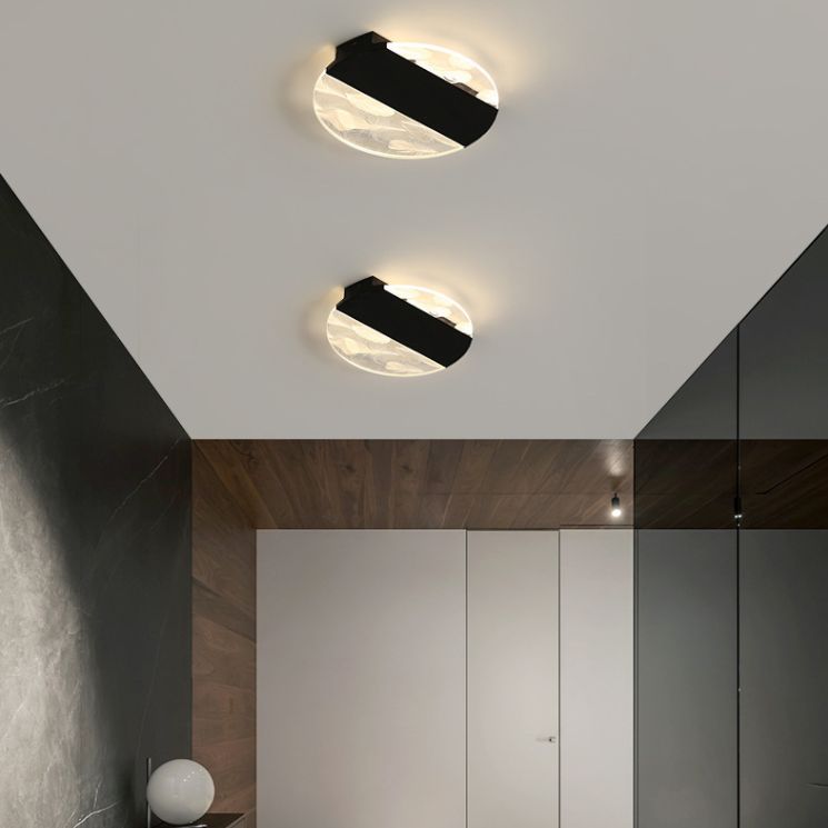 Lámpara de techo de plumas de hierro forjado con montaje empotrado LED geométrico creativo moderno con pantalla acrílica