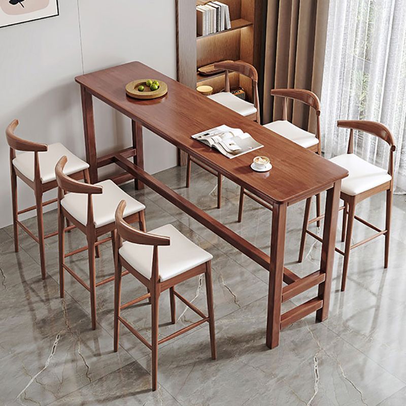 Contemporary Bar Dining Table Rectangle Indoor Wood Counter Table
