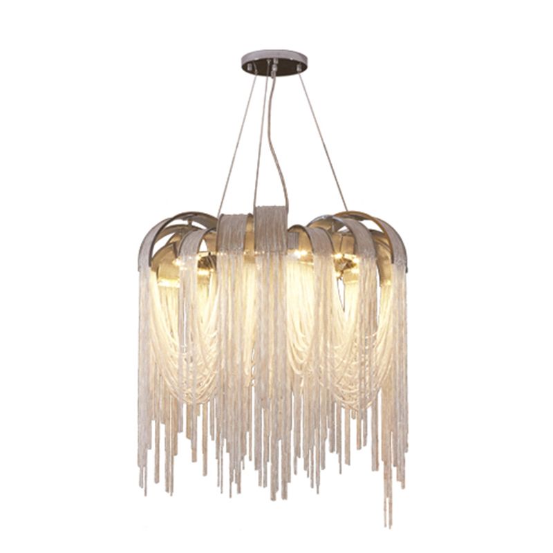 Chain Hanging Pendant Light Tassel Metal Chandelier Light for Dining Room Living Room