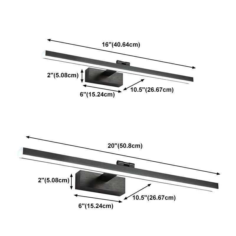 Black Vanity Light Modern LED Mirror Front Light with Plastic Shade for Bathroom