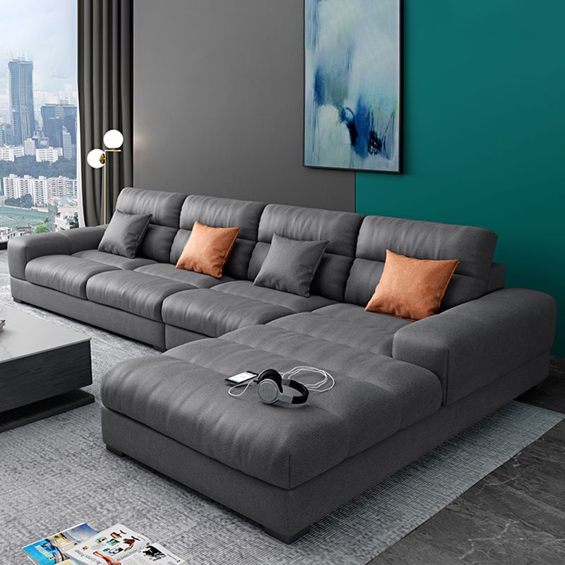 71" Wide Modern Sectional Sofa Leather Sectionals with Bostol Pillows