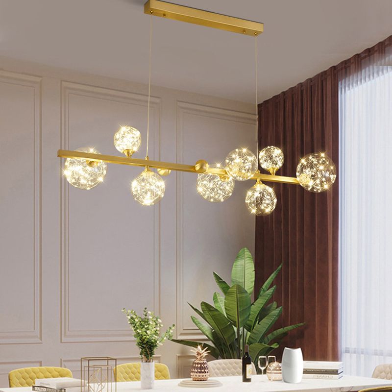 Nordic Simple Modern Light Luxury Style LED Island Chandelier Light for Dining Room Living Room