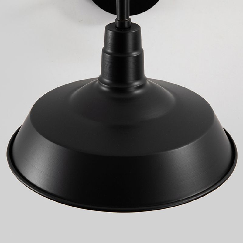 Flat Shape Wall Light Industrial Style Metal 1 Light Wall Lamp in Black