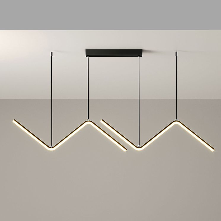Nordic Minimalist Rectilinear Chandelier Lamp Metal Hanging Pendant Lights for Restaurant