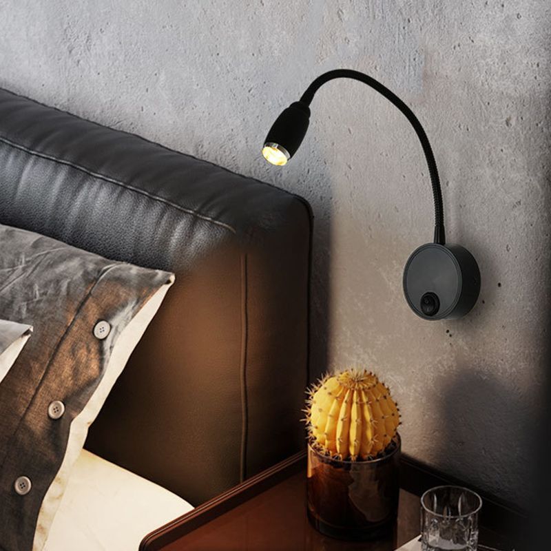 Modern Style Round Wall Lighting Fixtures Metal 1 Light Wall Mounted Reading Lights