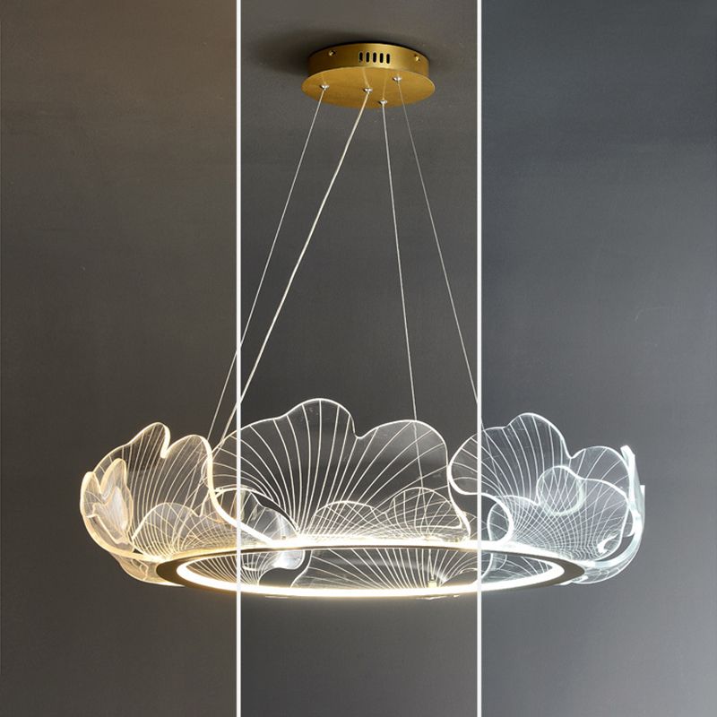 Anello metallico il lampadario acrilico apparecchio illuminazione postmoderna lampadario a sospensione per salotto