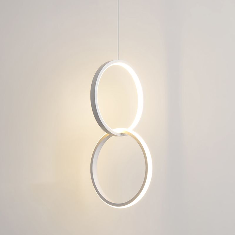 LED Slaapkamer Down Lighting Pendant Noordse stijl hanglampje plafondlicht met ringen metalen schaduw