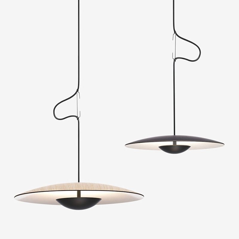 Nordic Modern Creative Metal Pendant Light Flat Round LED Small Suspension Light for Bedroom